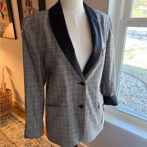 Fleur du Mal Black and Gray Checkered Blazer